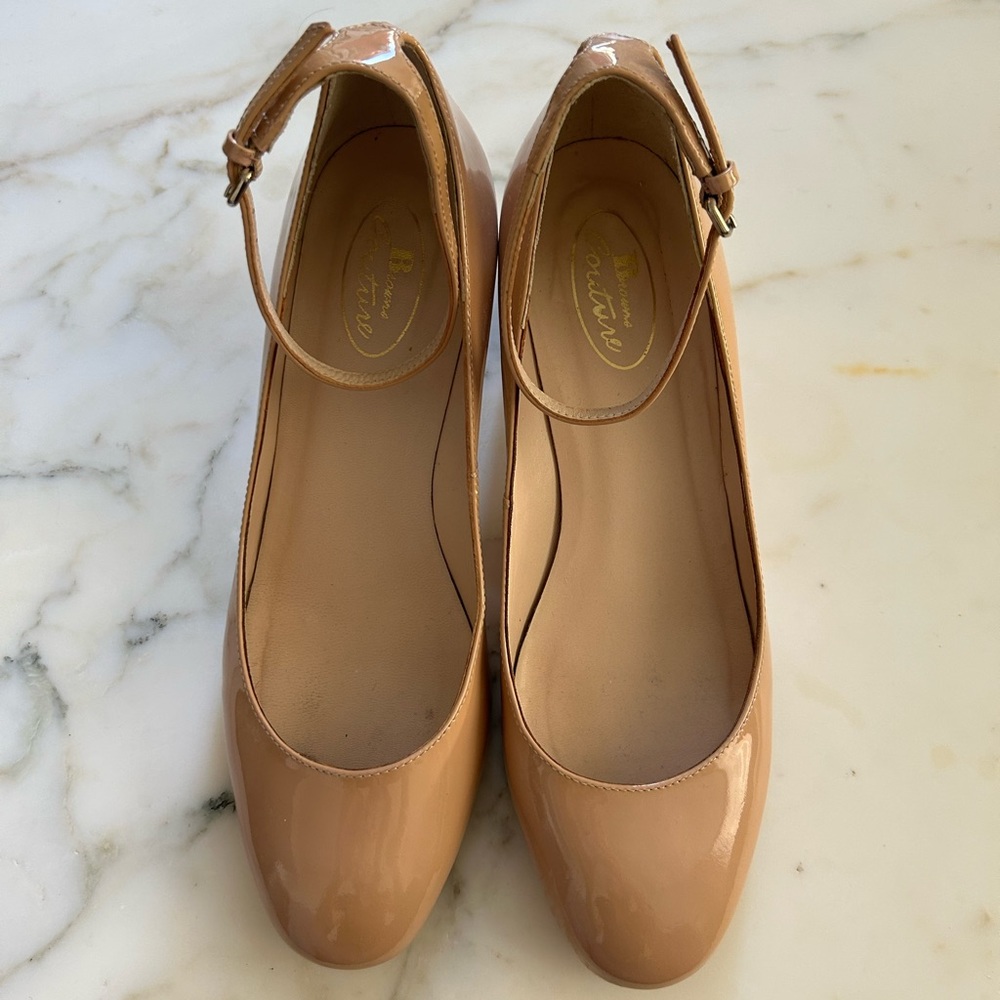 Patent and leather heels